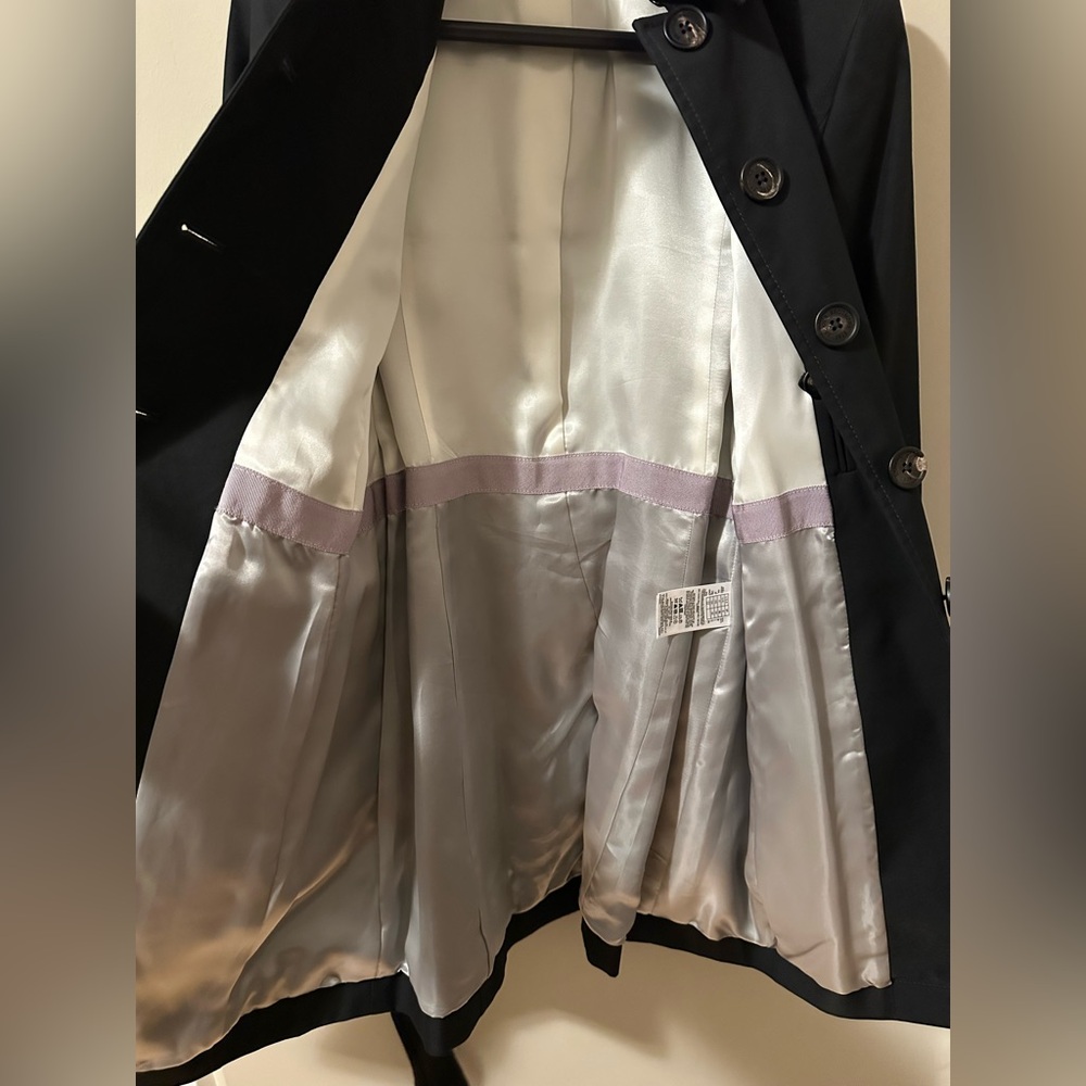 Brooks Brothers Black Trench Coat Petite - Picture 6 of 10